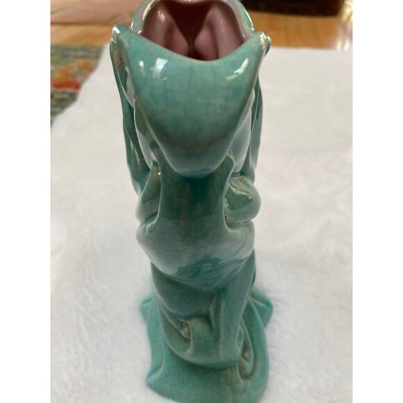 Vintage Gonder Star Flower Vase‎ turquoise, pink interior - Picture 6 of 6